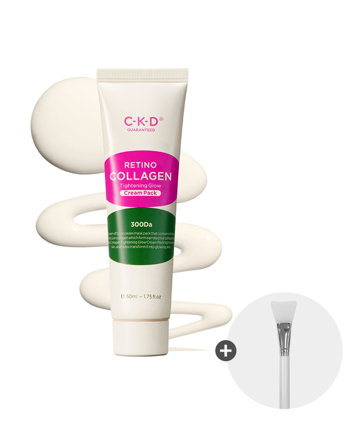 씨케이디 개런티드(CKD GUARANTEED) 레티노콜라겐 저분자 300 타이트닝 물광 크림팩 80ml 기획 (+브러쉬) (2504)