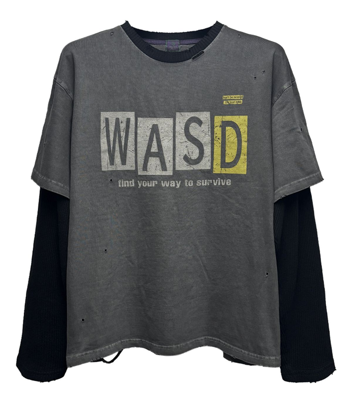 워즈(WAS) WAS+D 레이어드 롱슬리브 (다크 그레이 + 블랙)