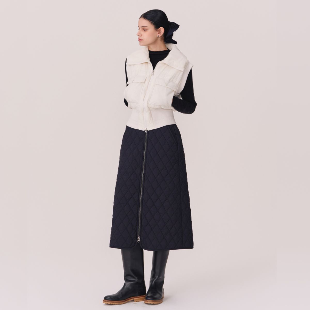 위뜨(HUIT) A라인 롱 패딩스커트 HTWSK5L03T