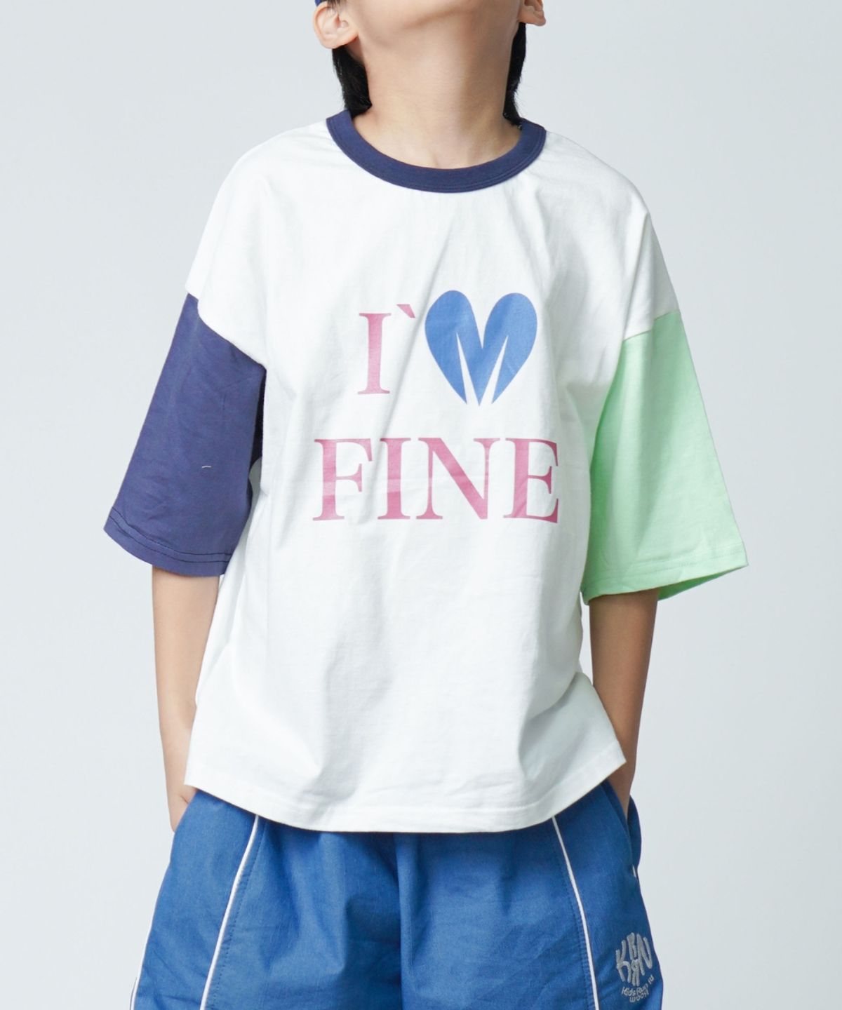 쿠르나르(KRNR) FINE 오버사이즈 멀티 컬러 주니어 반팔티