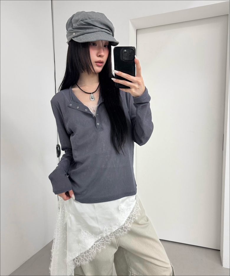 시스루 버튼업 긴팔 티셔츠_MIWLWG507A