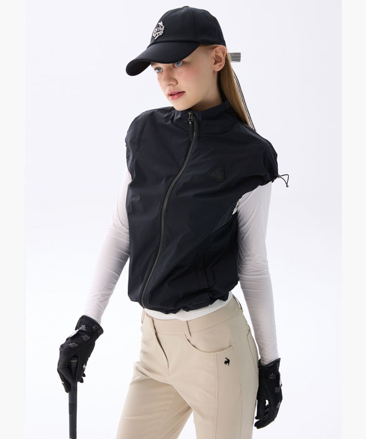 르꼬끄 골프(LECOQ GOLF) 여성 에센셜 우븐 베스트 _BLCK GR122LWV31