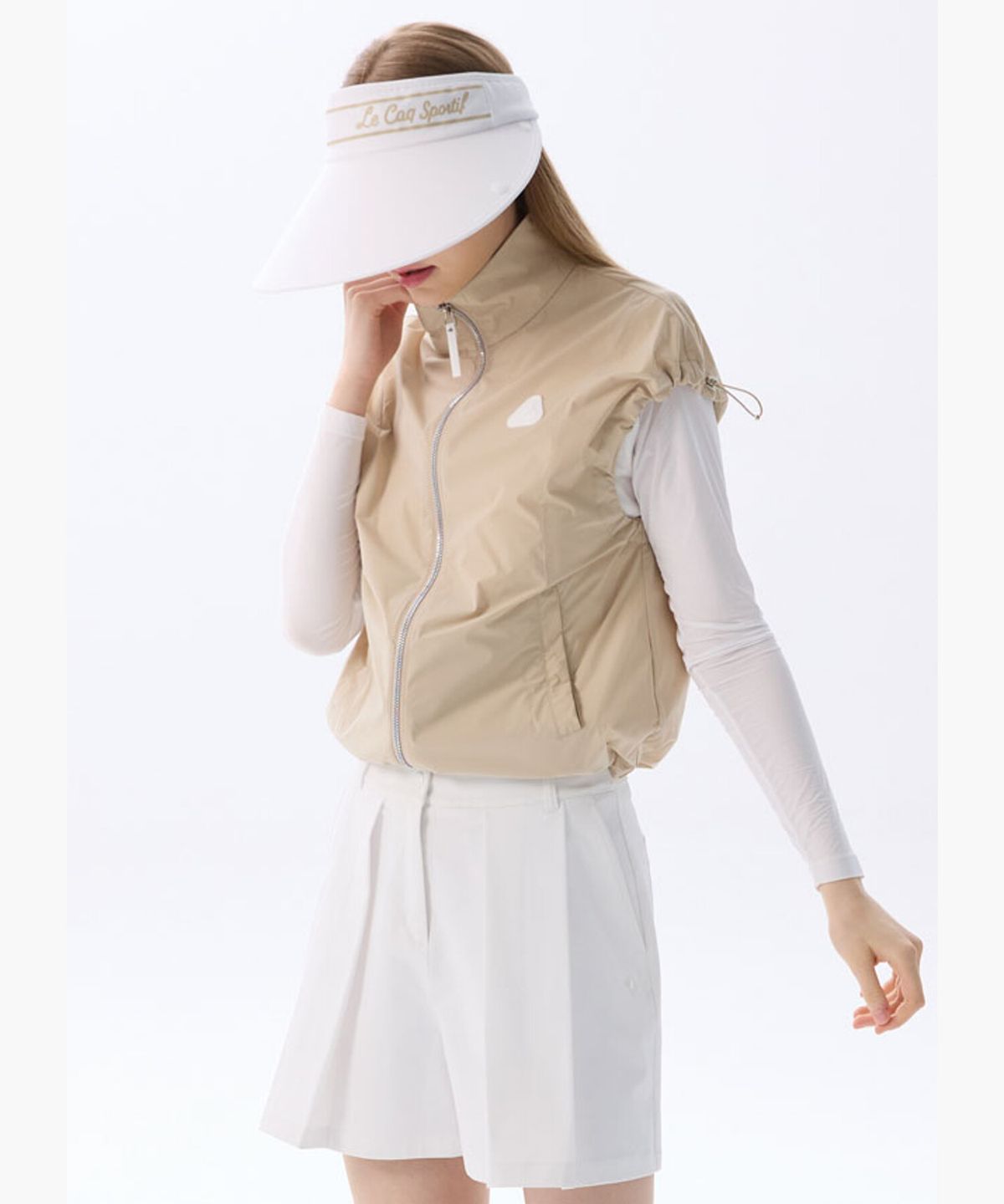 르꼬끄 골프(LECOQ GOLF) 여성 에센셜 우븐 베스트 _BEGE GR122LWV31