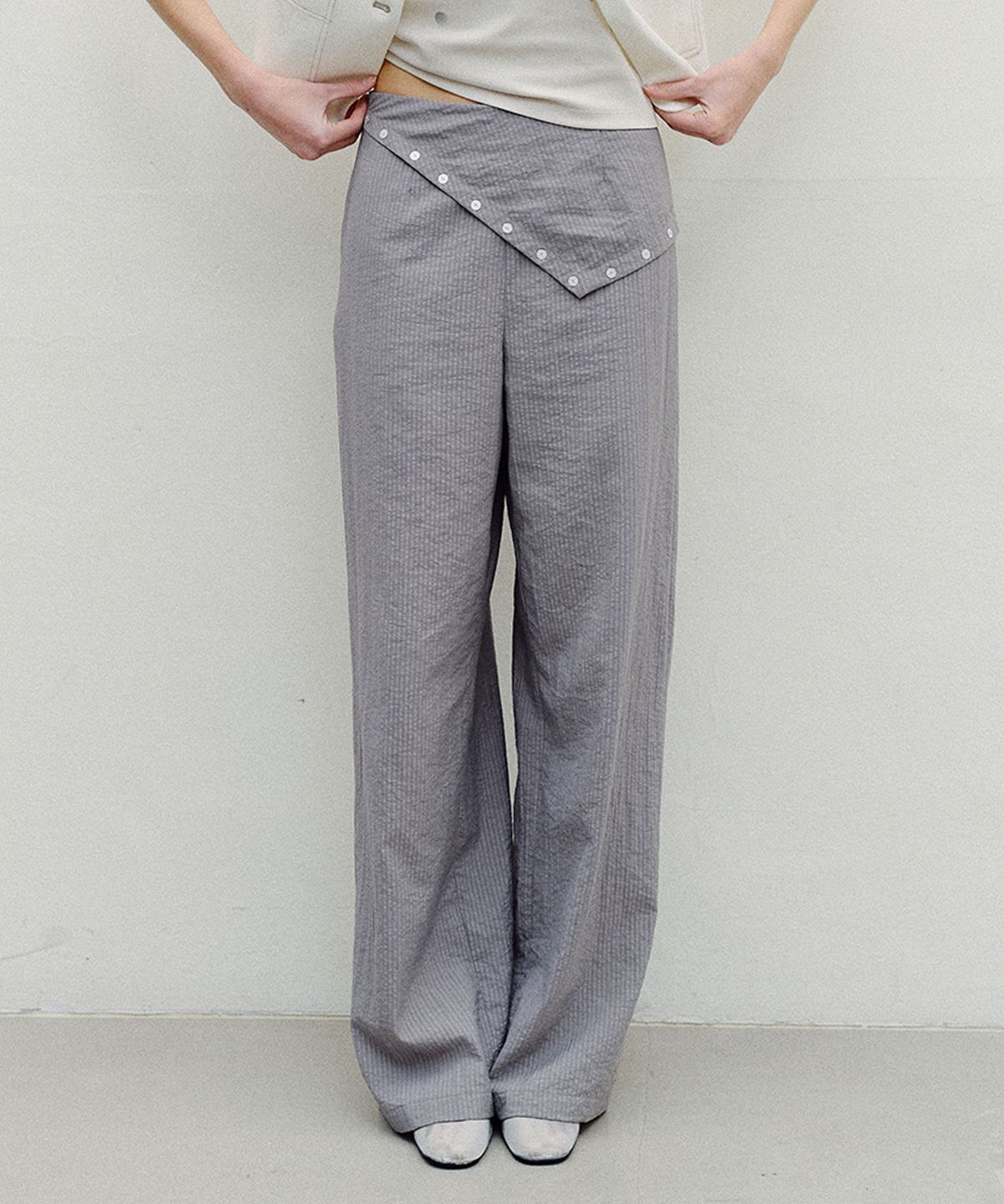 엔오르(EN OR) SCARF LAYERED PANTS - GREY