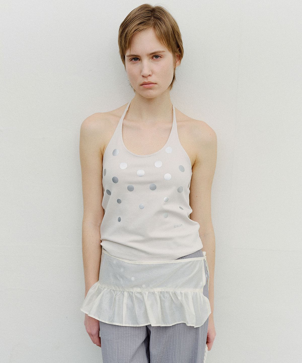 엔오르(EN OR) SILVER DOT HALTER NECK TOP - IVORY