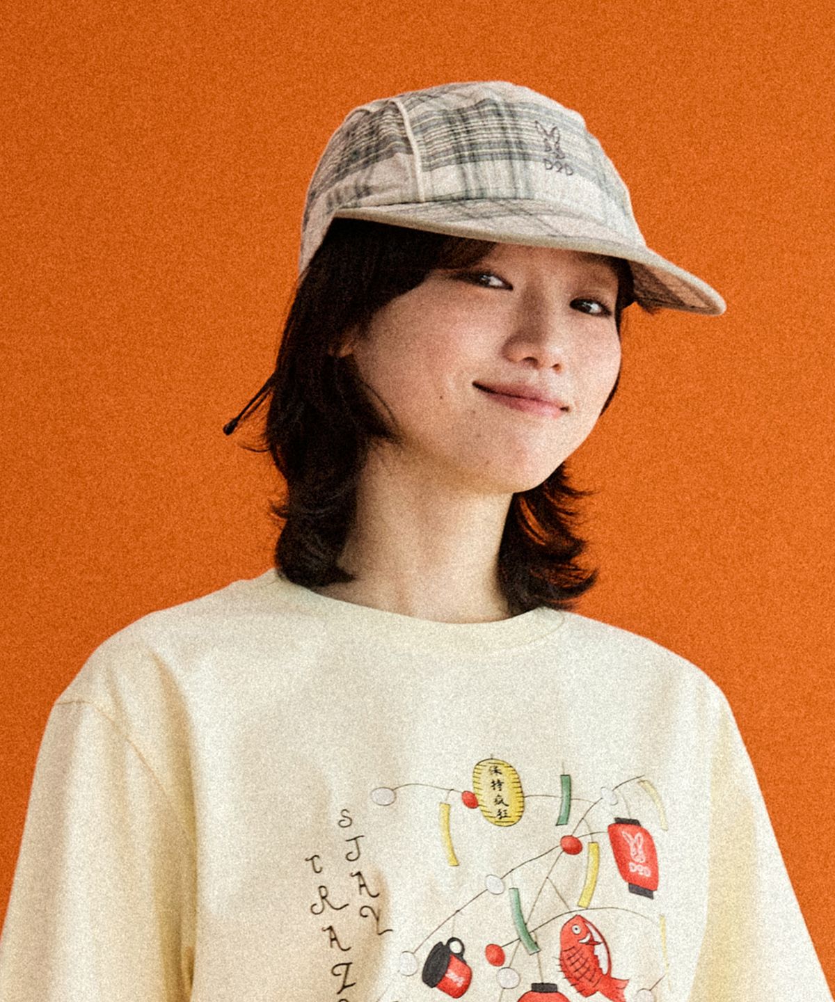 디오디(DOD) 체키 시어서커 와이드 캡(BEIGE PATTERN)