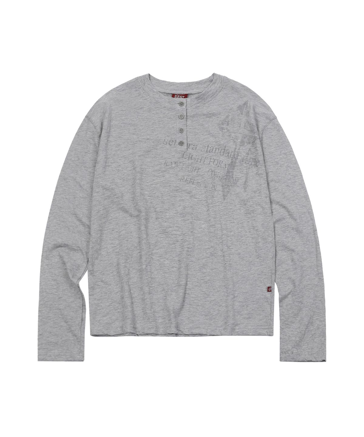 에스이에스티(S'EST) Cross Slub Henley Neck Gray