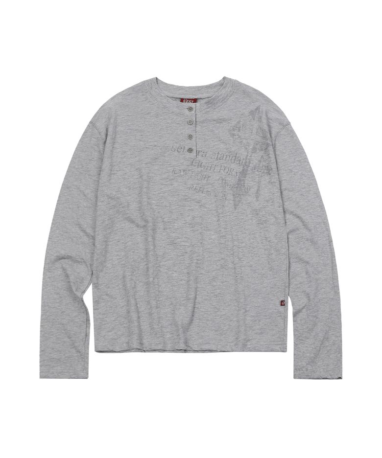 Cross Slub Henley Neck Gray