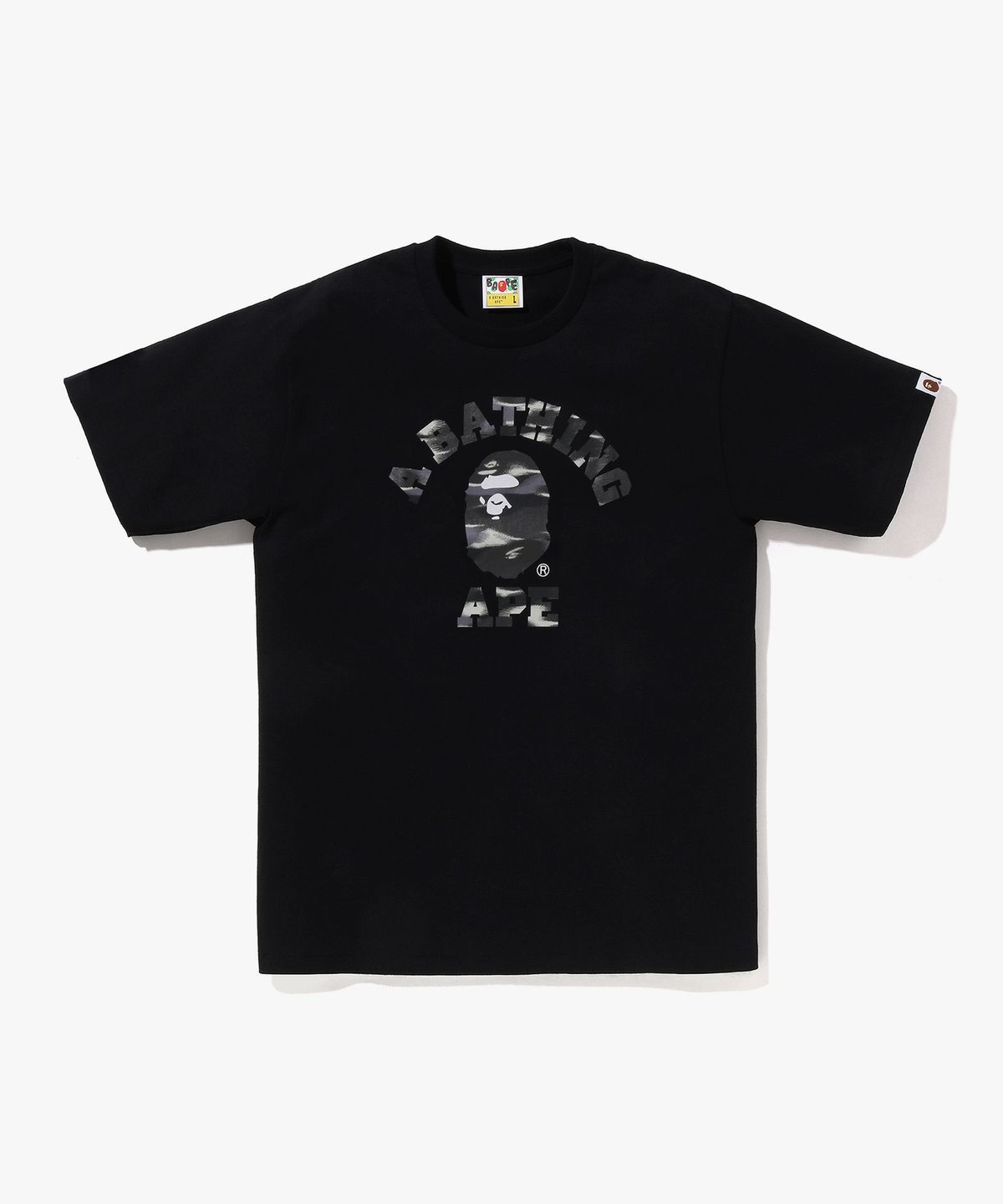 베이프(BAPE) 스크린 카모 콜리지 티셔츠(M) BLACK/BLACK
