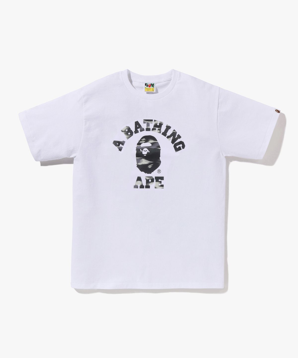 베이프(BAPE) 스크린 카모 콜리지 티셔츠(M) WHITE/BLACK