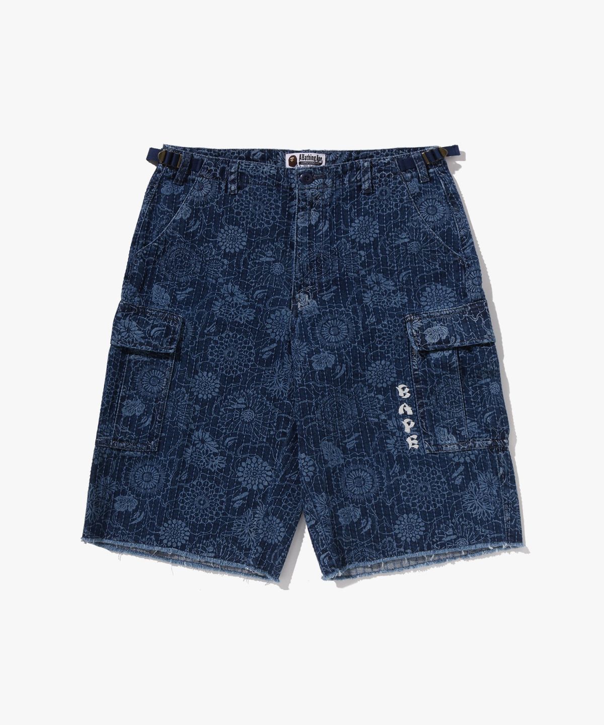 베이프(BAPE) 재패니즈 인디고 아트 카모 정글 데님 릴렉스드 핏 카고 쇼츠(M) INDIGO