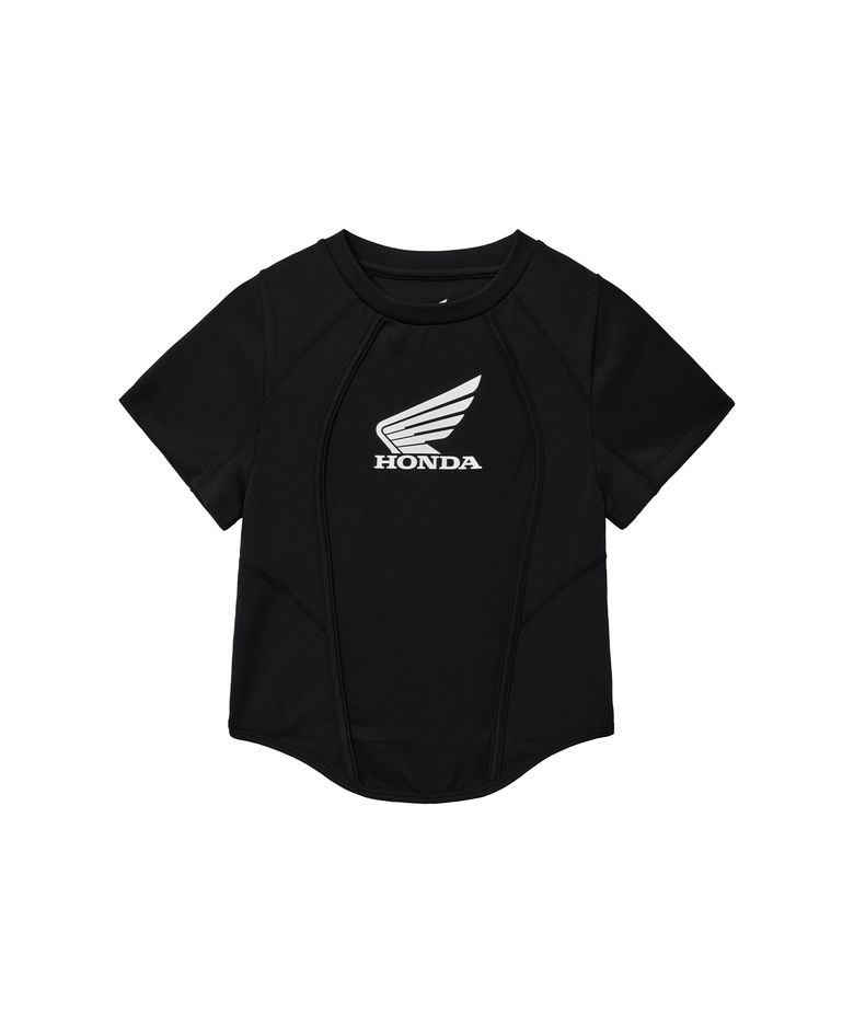 Womens Curve Line Crop Short Sleeve Black