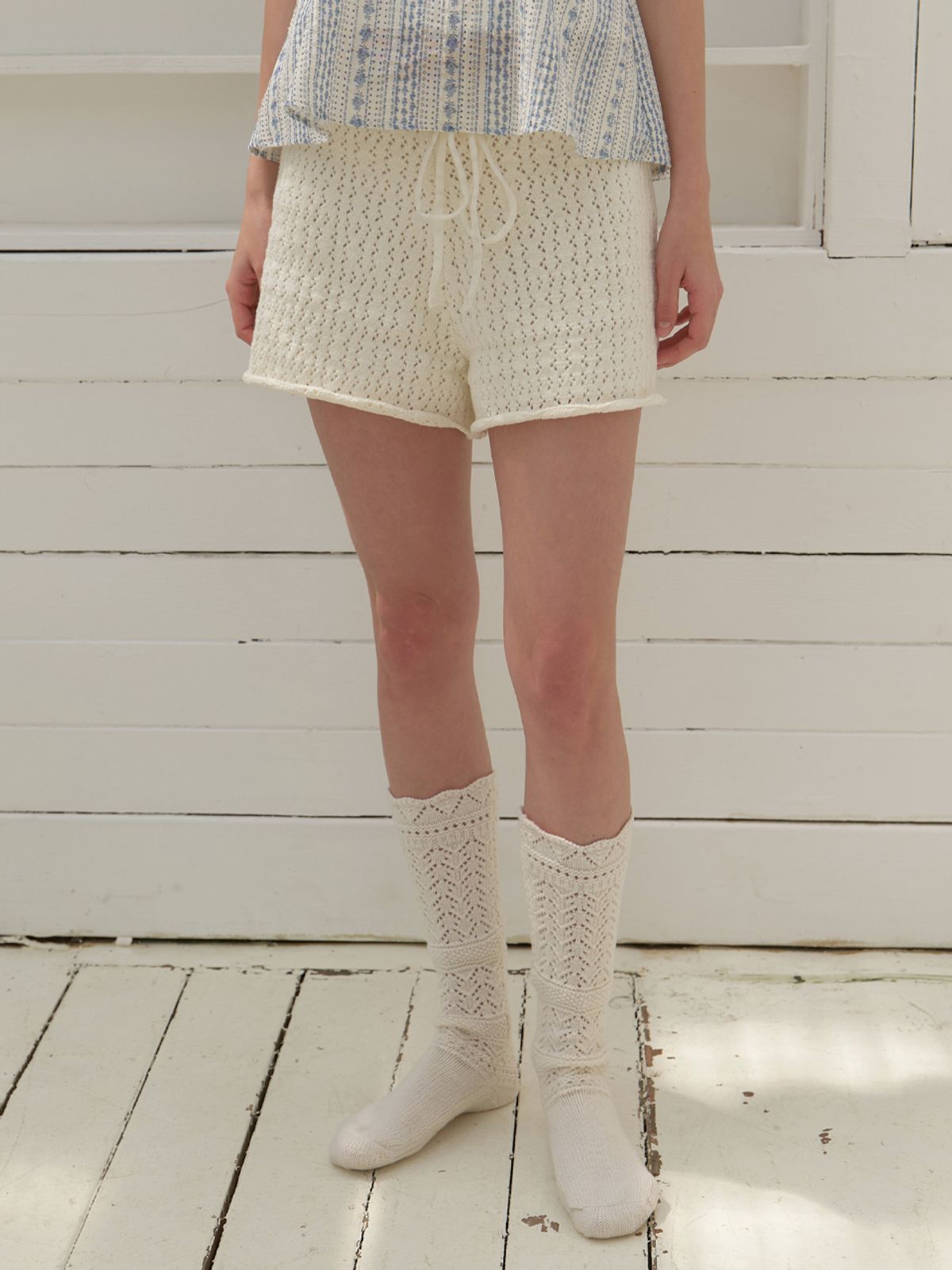 리엘(RE L) Babassu knit shorts (ivory)