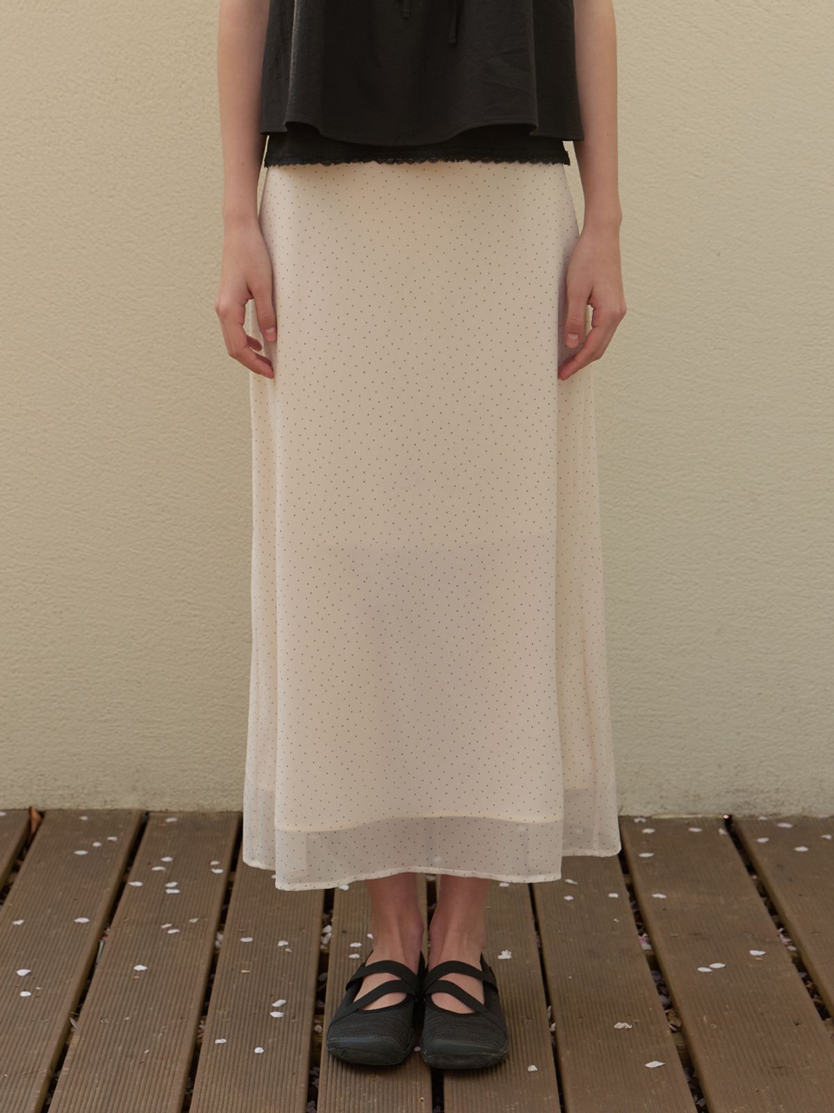 리엘(RE L) Rousseau dot skirt (cream)