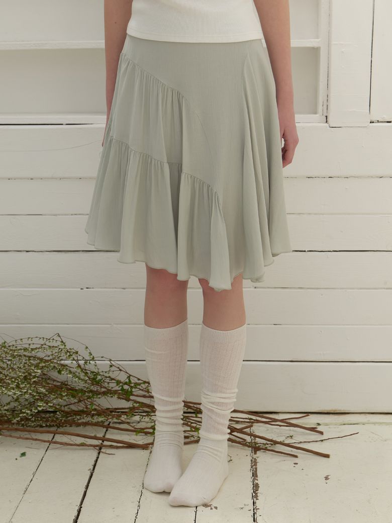Ena chiffon shirring skirt (mint)
