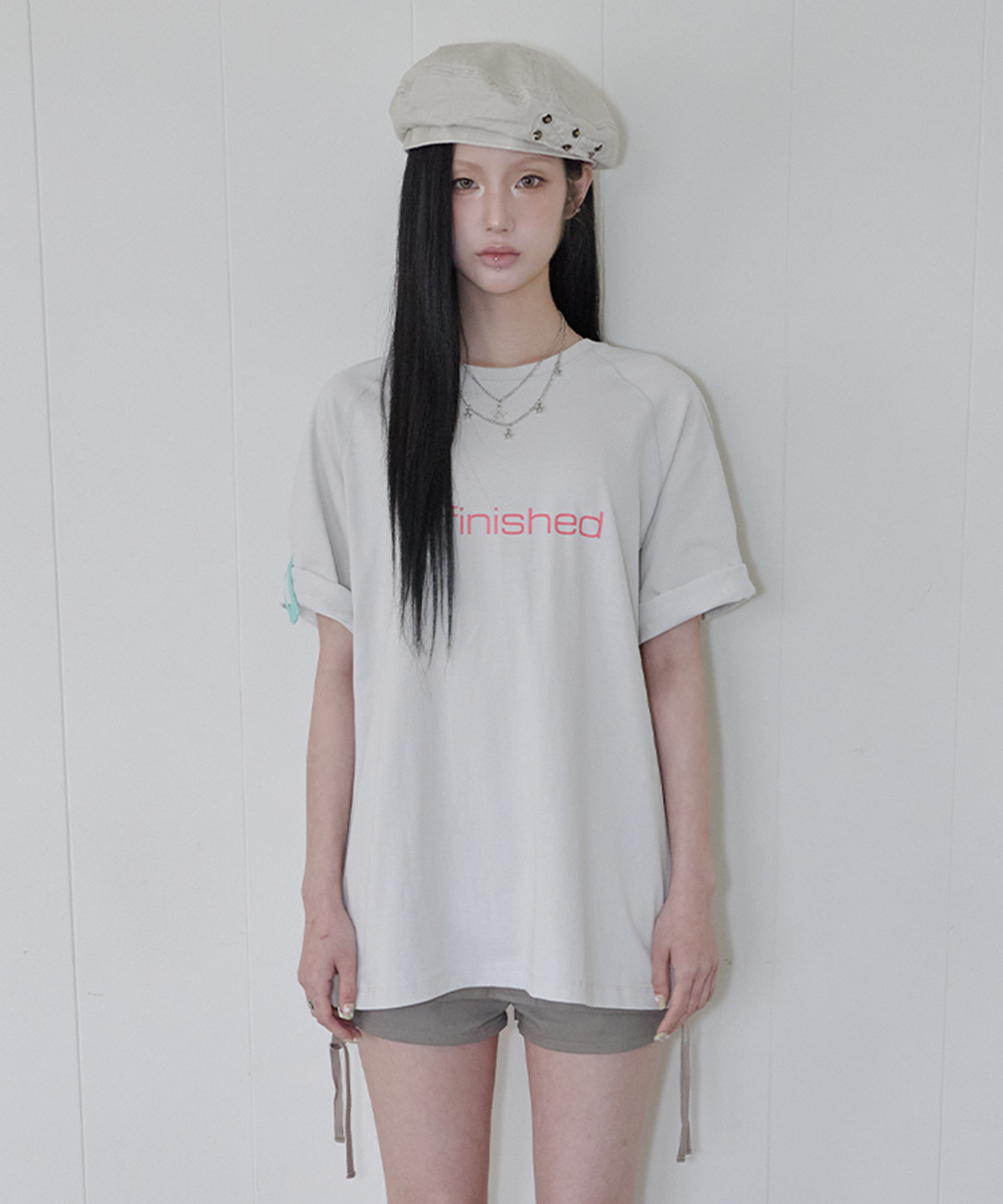 사일프레이(41PRAY) Star Mesh Raglan Tee / Pale Grey