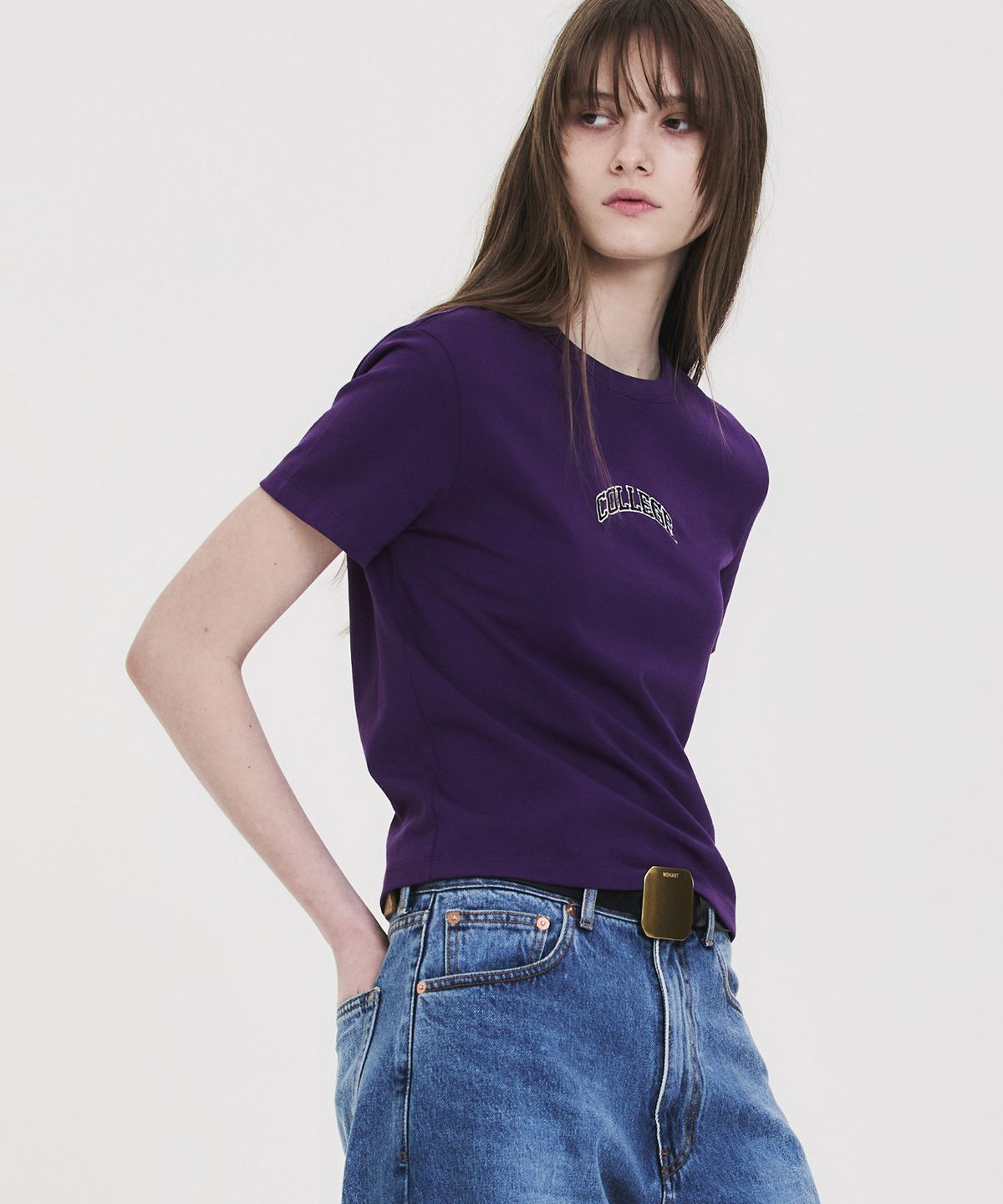 노앙(NOHANT) COLLEGE CROPPED T-SHIRT PURPLE