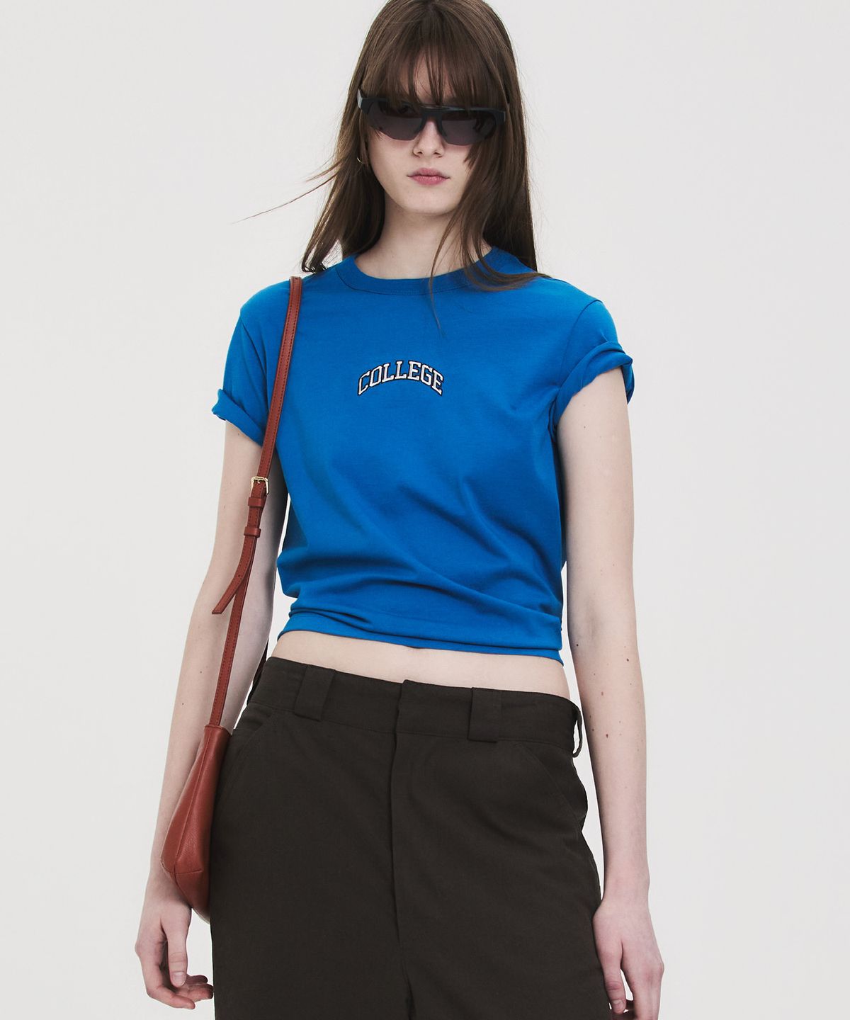 노앙(NOHANT) COLLEGE CROPPED T-SHIRT BLUE