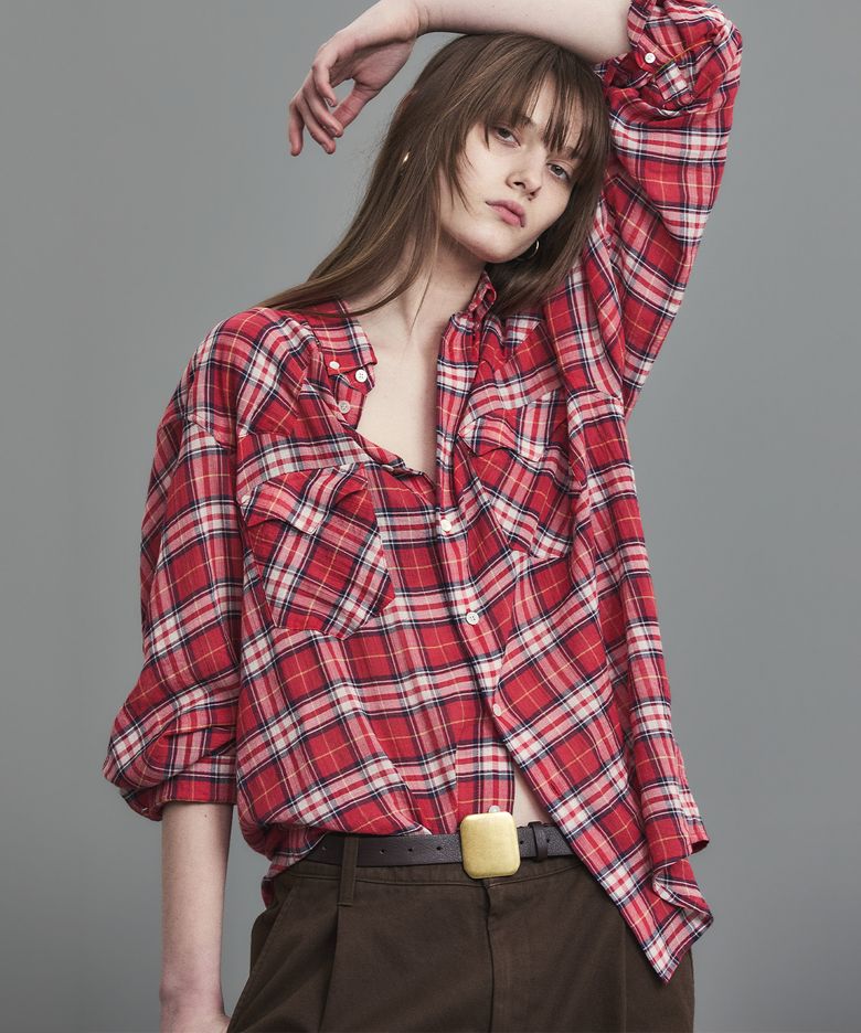 SOFT SHEER CHECK SHIRT RED