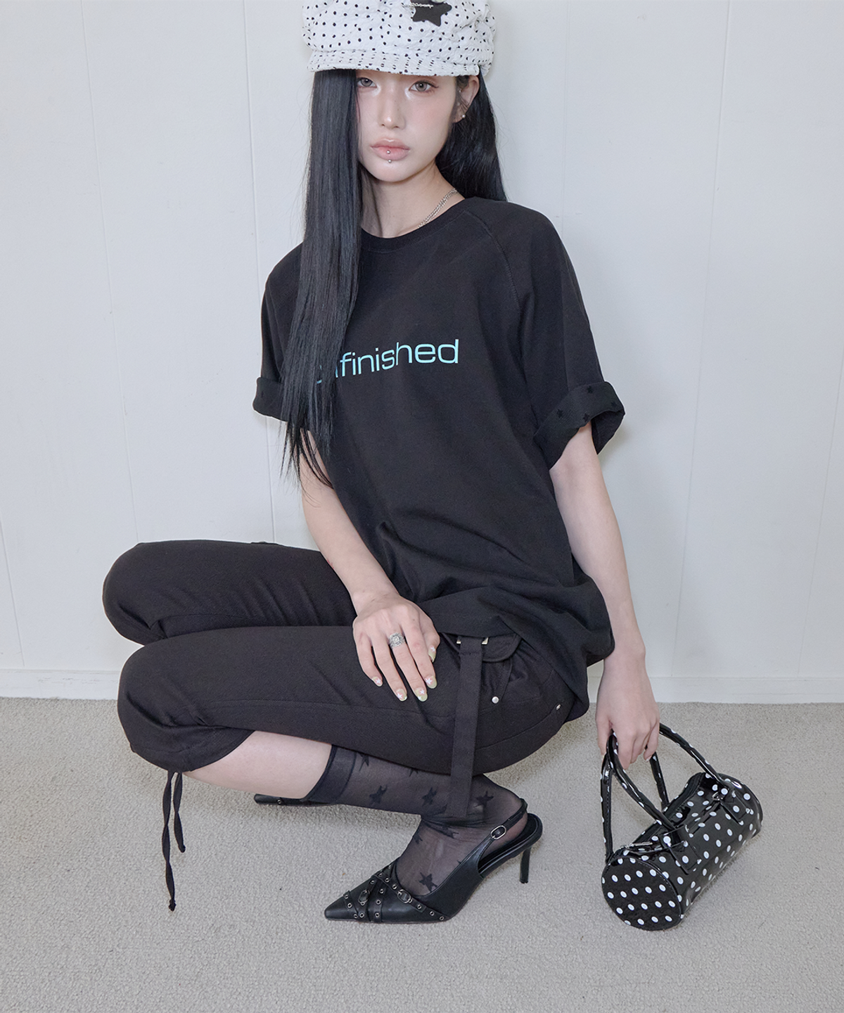 사일프레이(41PRAY) Star Mesh Raglan Tee / Black
