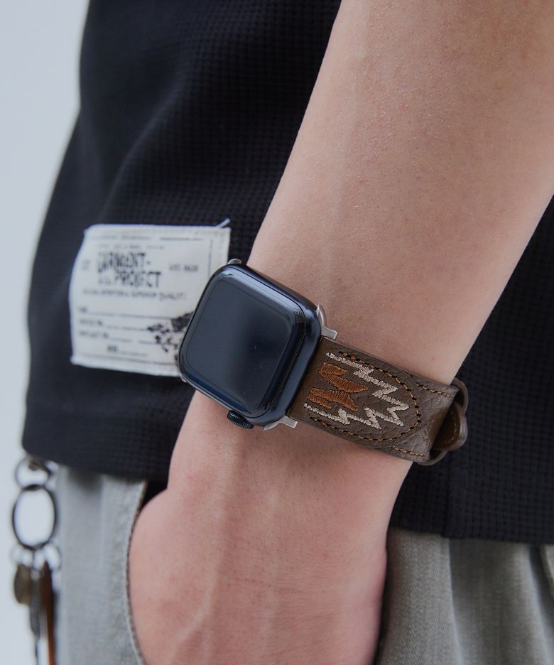 Navaho Embroidered Leather Smartwatch Band Brown