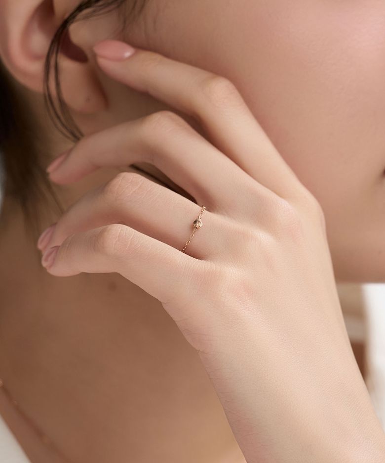 웨이브 포인트 볼 14K 골드 체인 반지 2종 택1 LRS26010G