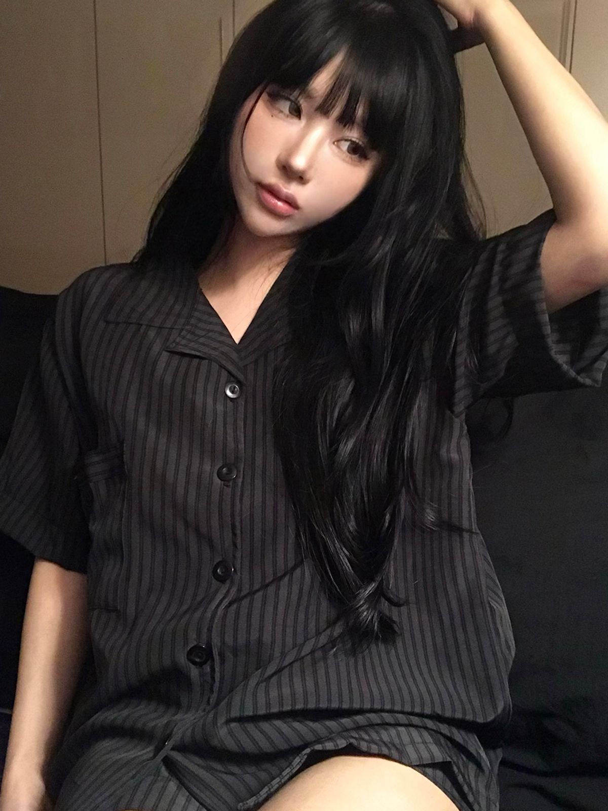 티세르(TESER) [uni] 누아르 실크스킨 반팔 잠옷 세트