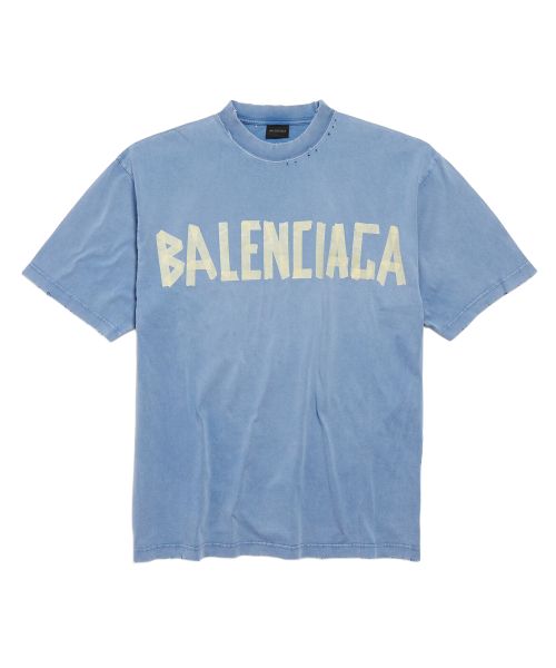 [발렌시아가] 테이프 타입 미디엄 핏 티셔츠- 페이드 블루 상품 이미지