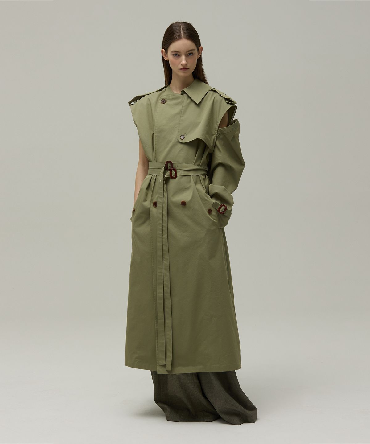 므아므(MMAM) Off-sleeve origami trench coat
