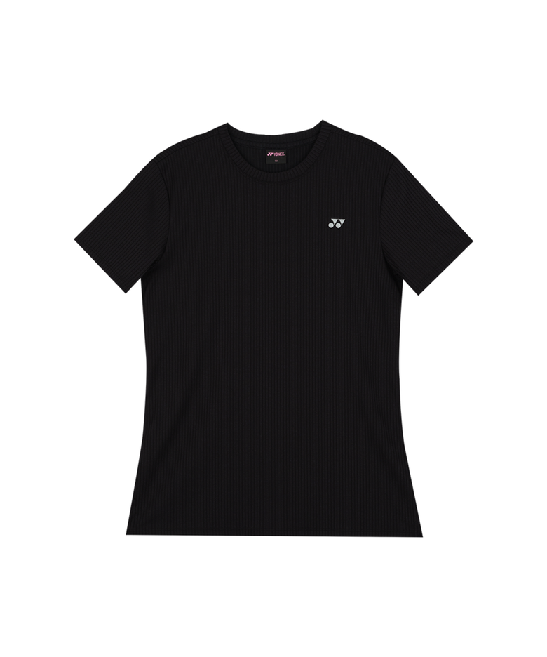 265TS026F 블랙 여성용 밑단 트임 반팔 티셔츠