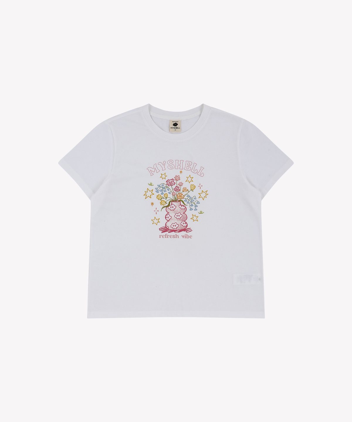 마이쉘(MYSHELL) 소플리 드로잉 플라워 반팔 티셔츠_40944TS