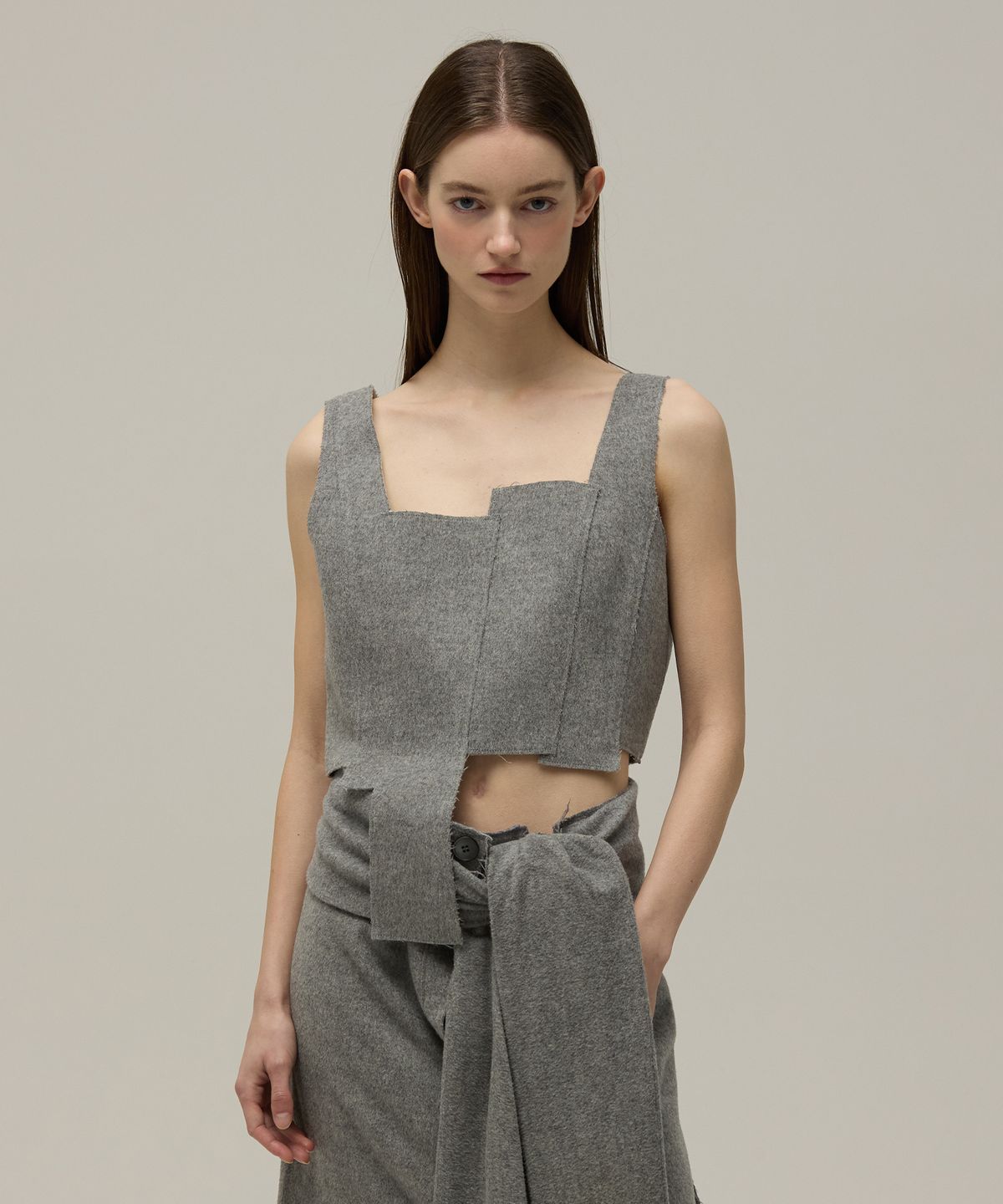 므아므(MMAM) Wool patchwork sleeveless top