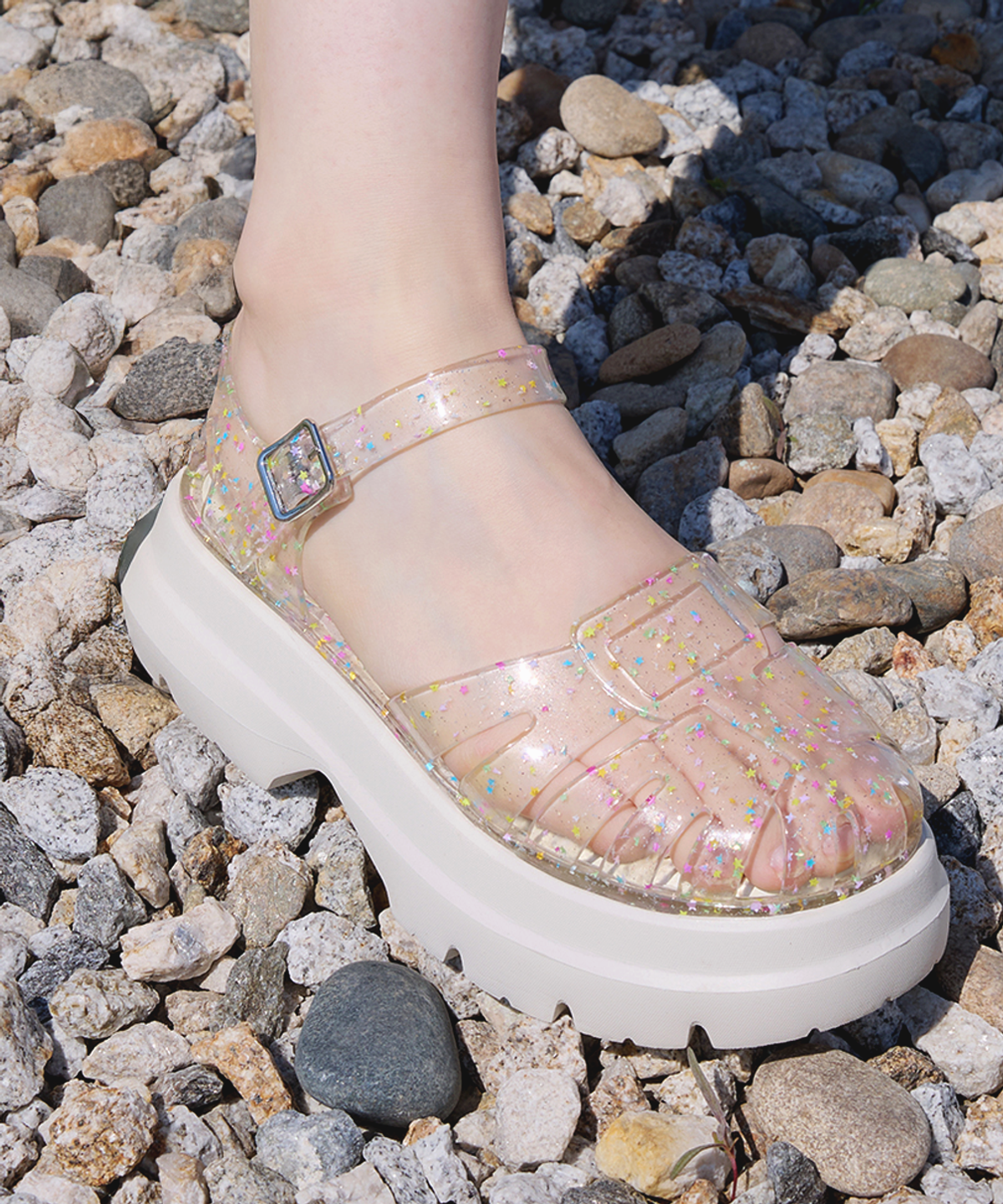 락피쉬웨더웨어(ROCKFISH WEATHERWEAR) GLAIR PLATFORM FISHERMAN SANDALS - CLEAR STAR