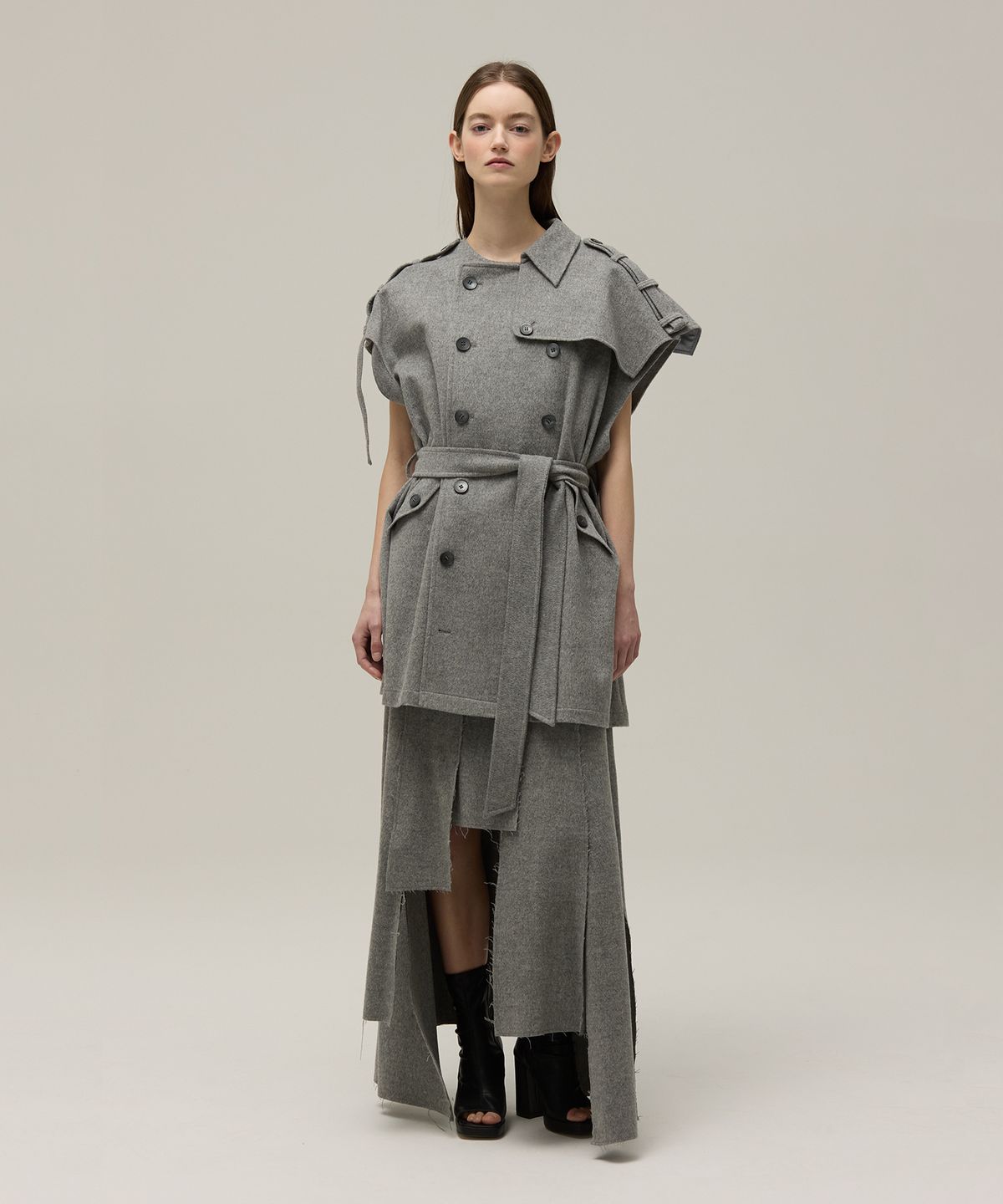 므아므(MMAM) Wool patchwork skirt