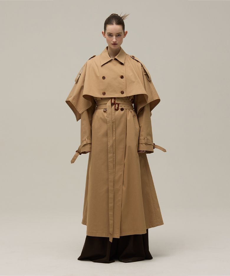 Cape double trench coat