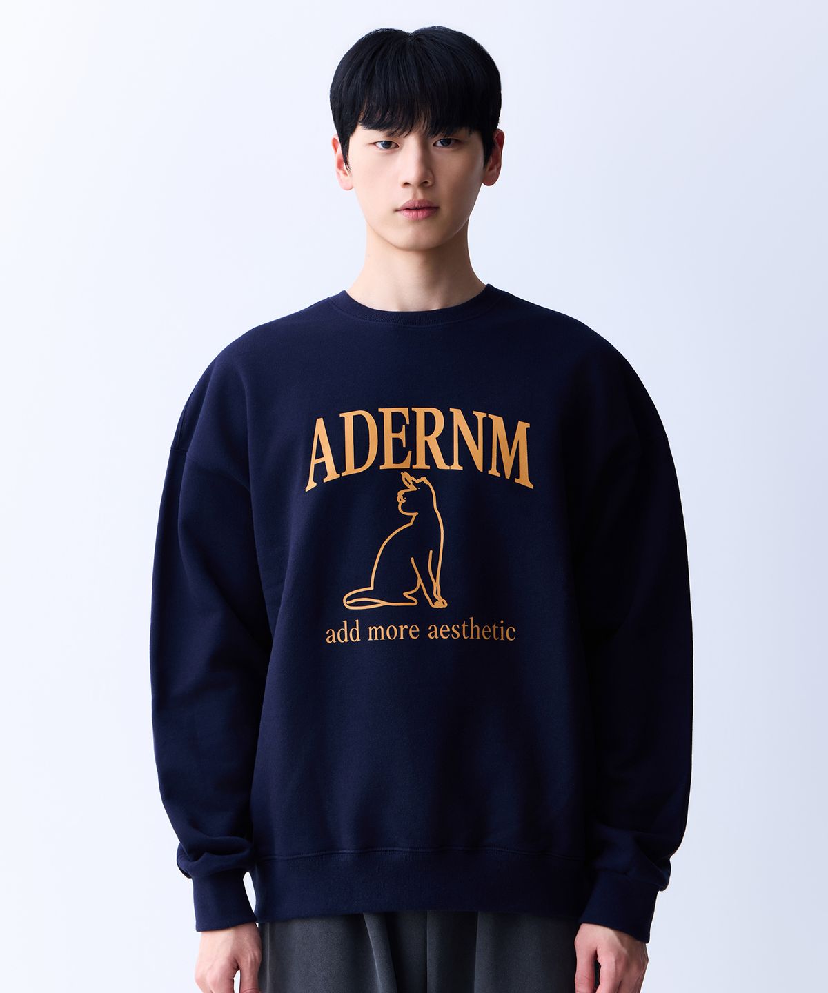 에이던엠(ADERNM) 에이던엠 캣츠 스웨트셔츠 네이비&옐로우