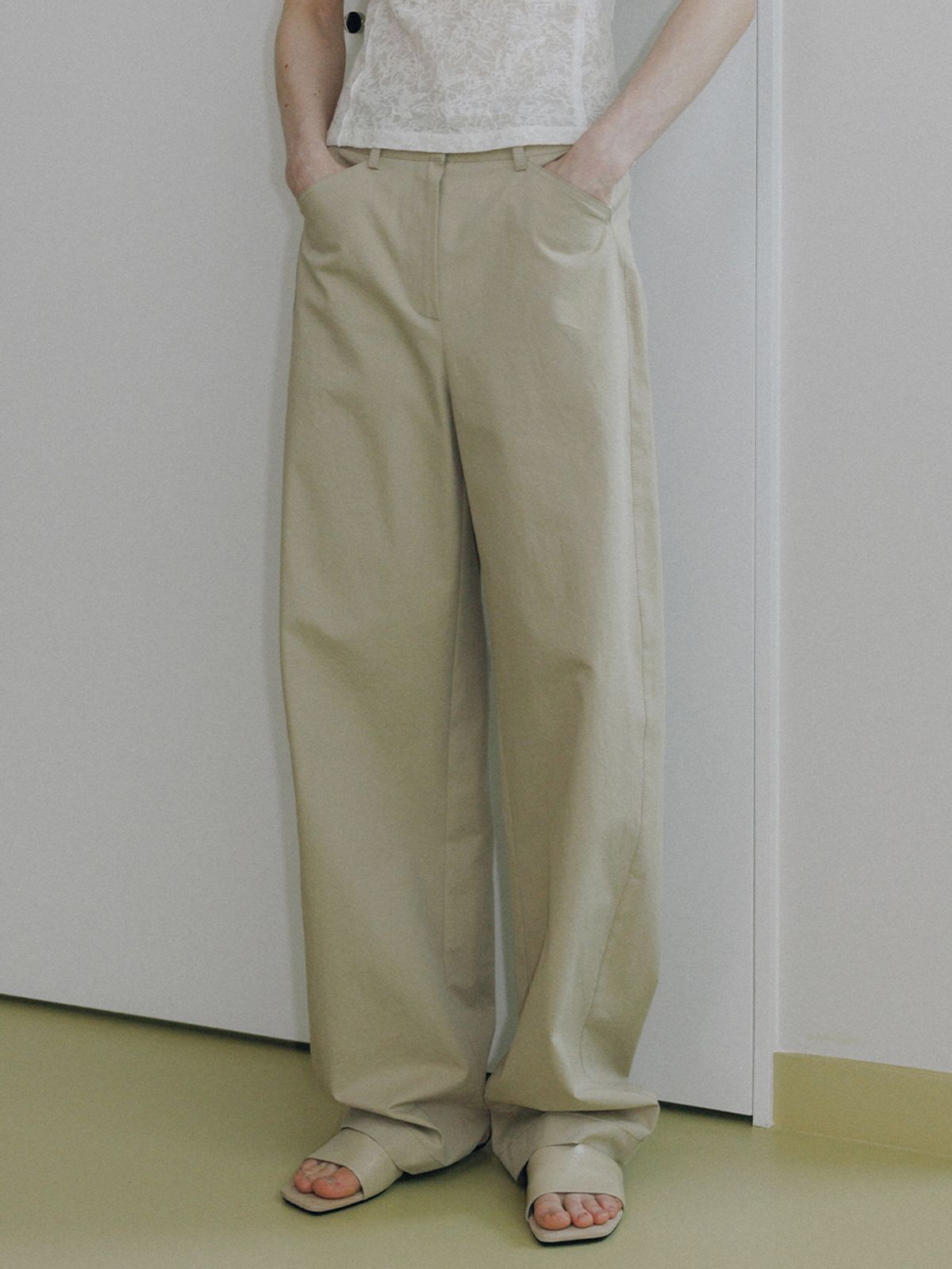 루에브르(LOEUVRE) Curved Wide Cotton Pants SW6ML788_2color