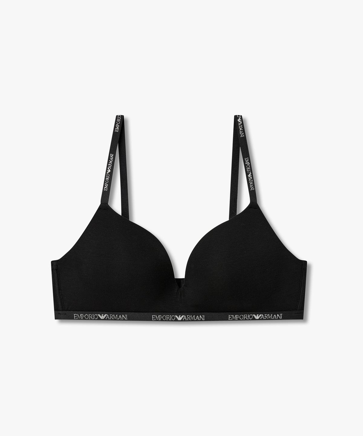 엠포리오 아르마니 언더웨어(EMPORIO ARMANI UNDERWEAR) 여성 메탈릭 로고 패디드 트라이앵글 브라_블랙 0826181509