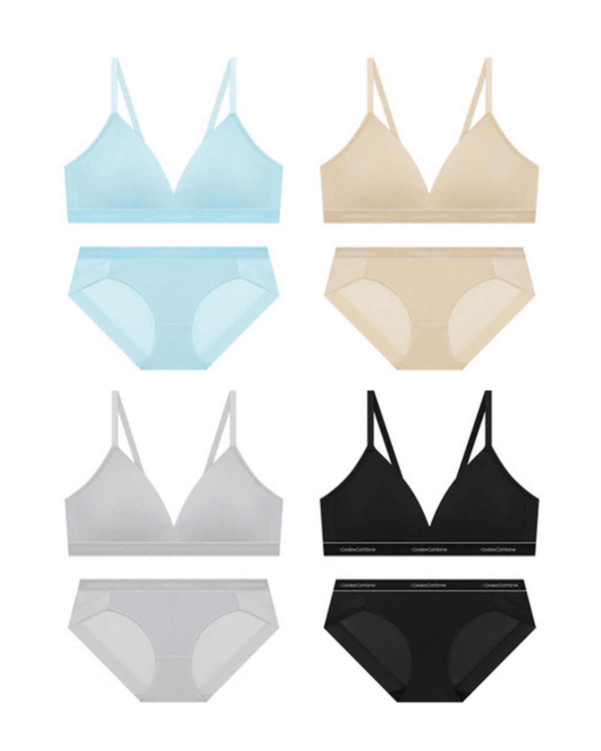 코데즈컴바인 이너웨어(CODES COMBINE INNERWEAR) 미니멀 에어로쿨 포근 브라렛 햄팬티 세트