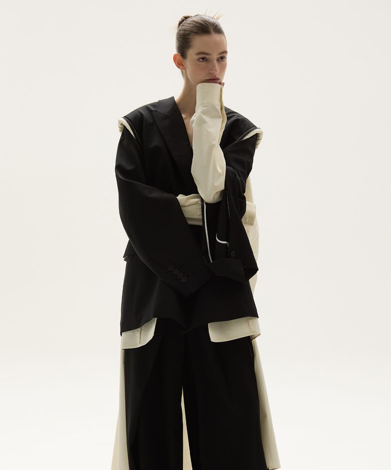 Origami pleated layered jacket