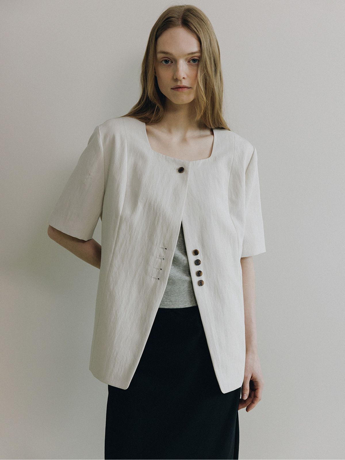 루에브르(LOEUVRE) Square Neck Half Sleeve Jacket SW6MJ730-90