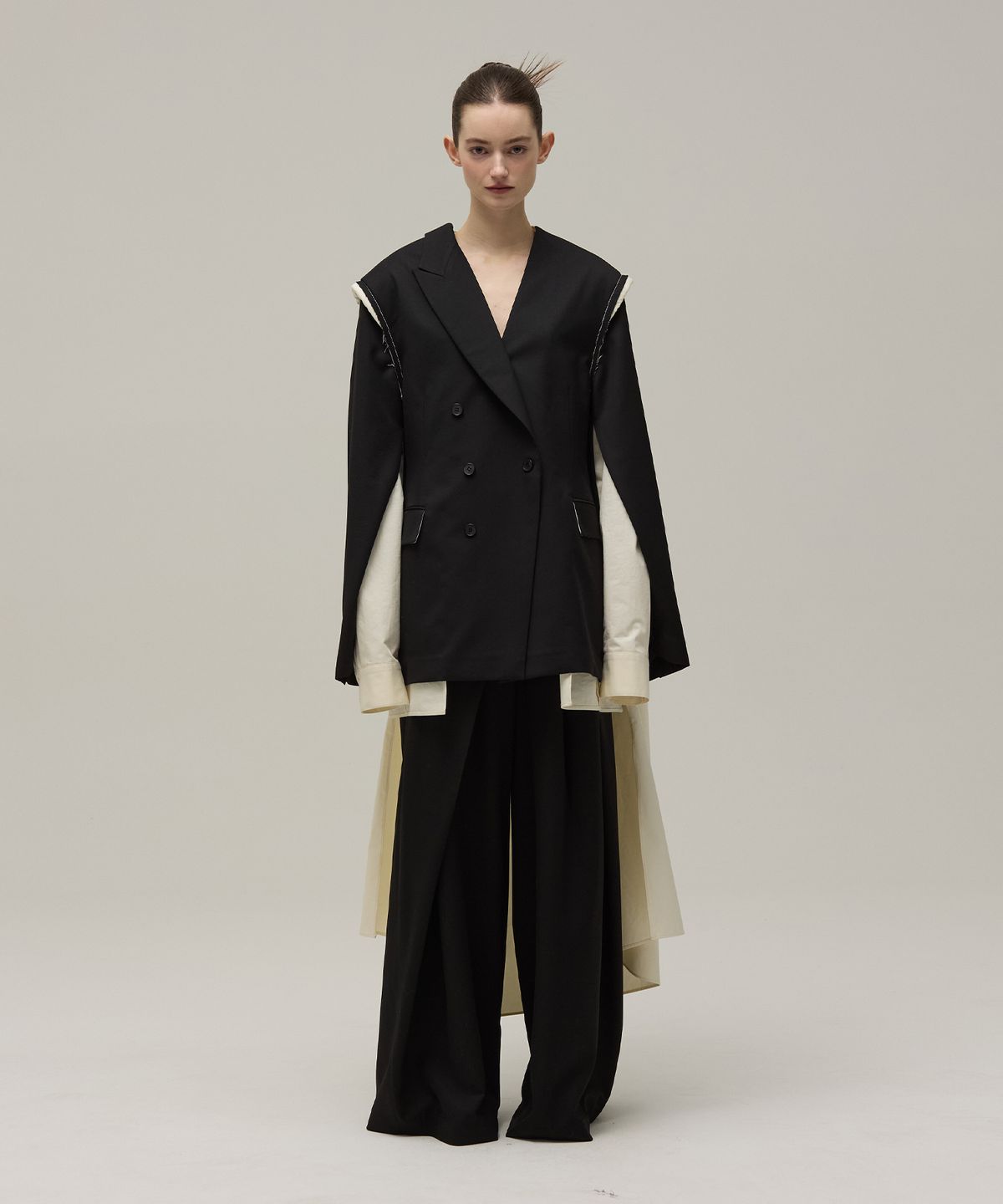 므아므(MMAM) Diagonal draped wrap slacks