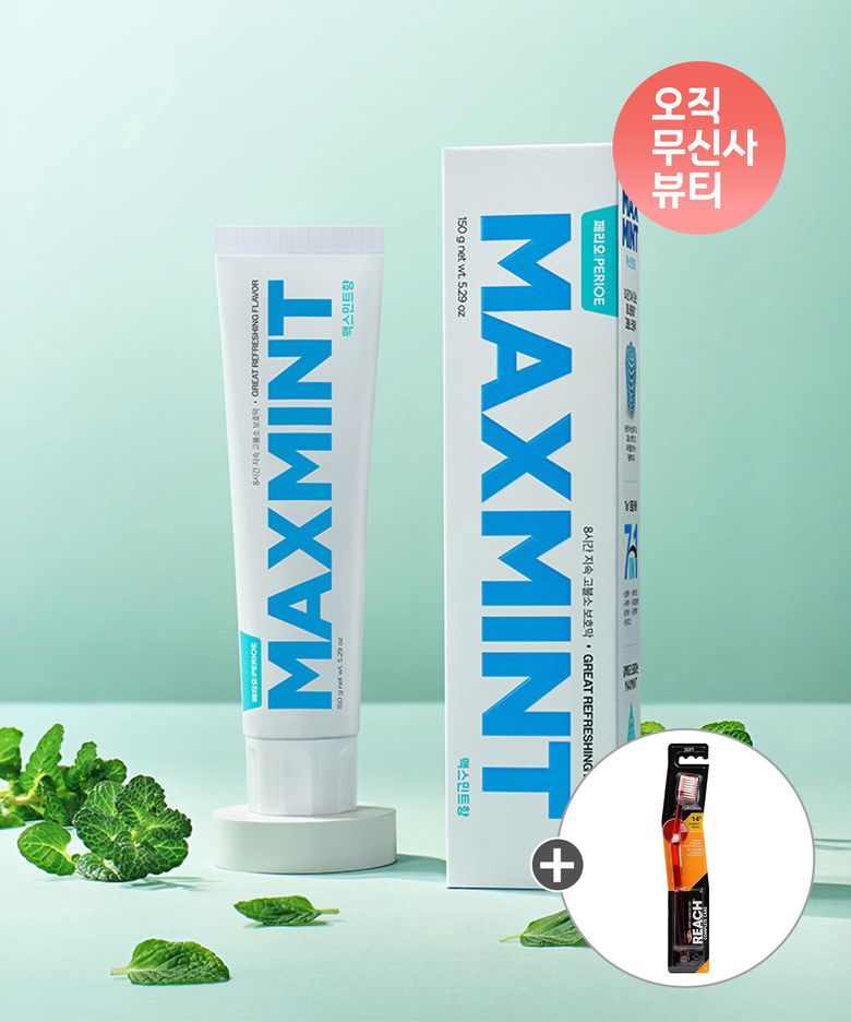 1450 고불소 보호막 맥스민트 치약 150g x 4개 + 리치 컴플리트 오리지널 칫솔 1입