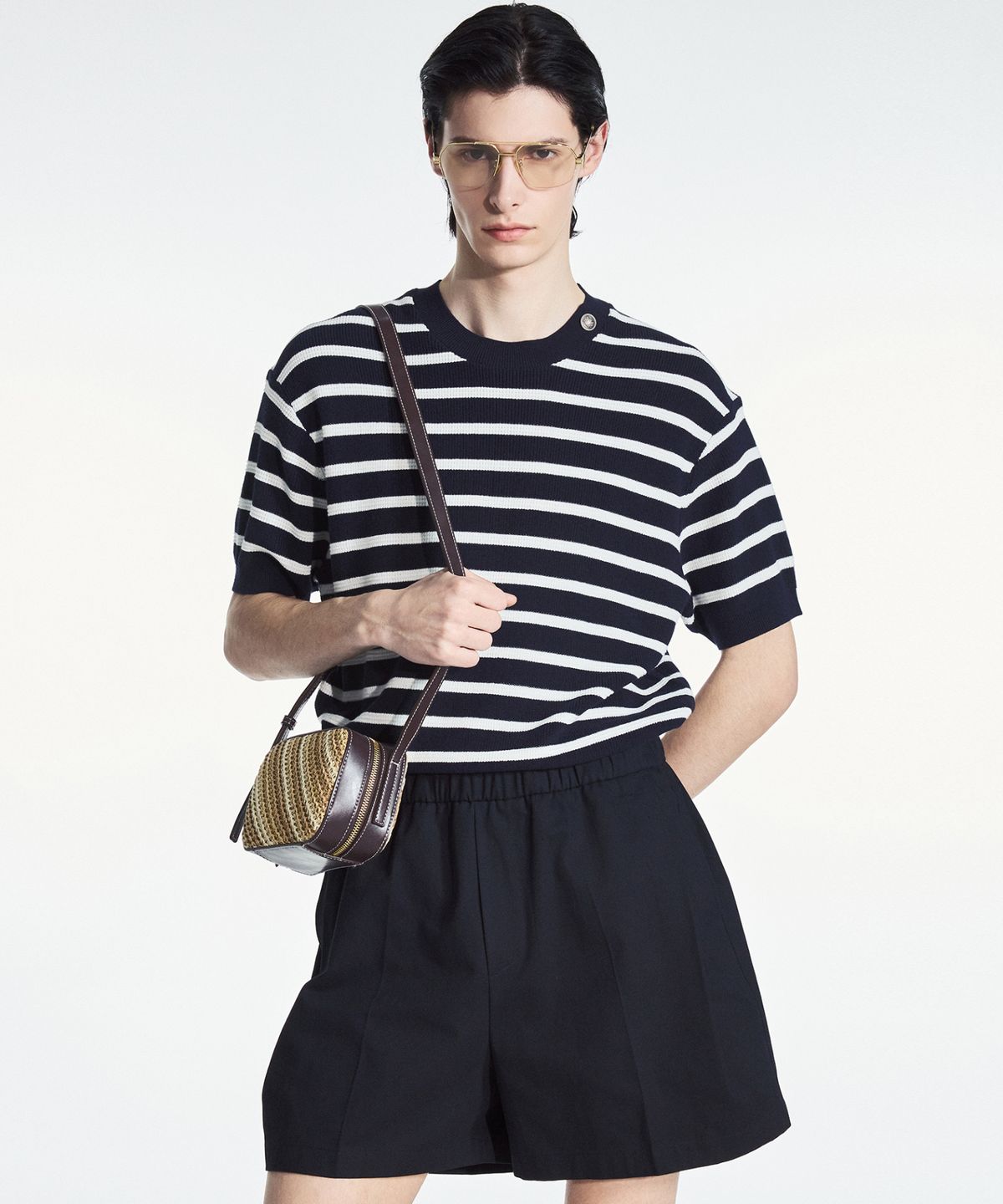 티엔지티(TNGT) Striped Button Knit (Navy) TNSW6E205N2