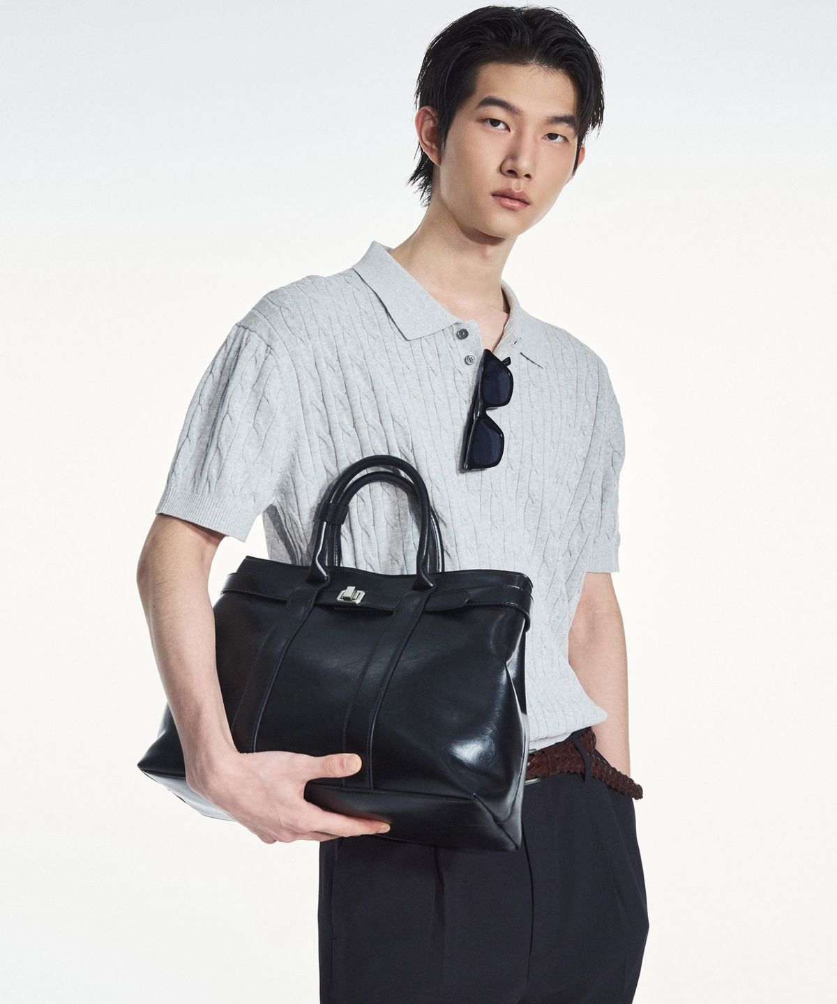 티엔지티(TNGT) Cable Polo Washable Knit (Melange Grey) TNSW6E206G2