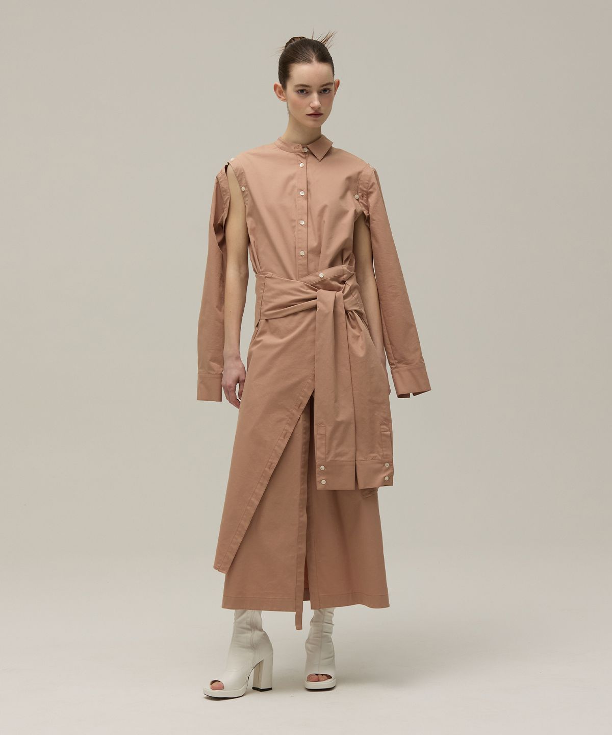 므아므(MMAM) Off-sleeve tied shirt dress