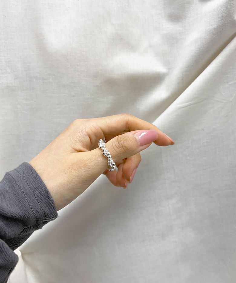 Wave shining beads ring (925 silver) +선물포장
