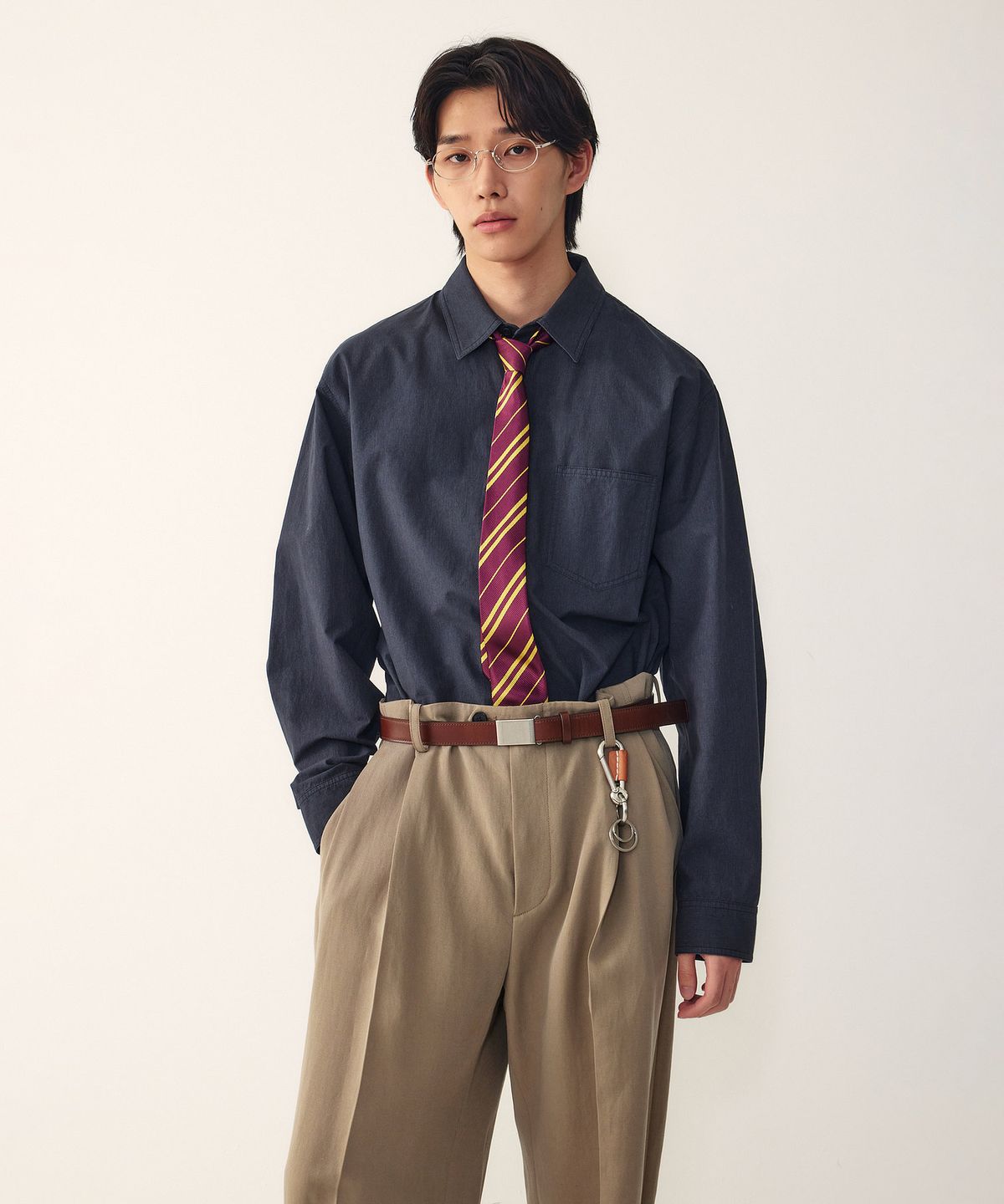 스튜디오 톰보이(STUDIO TOMBOY) [MEN] 톤온톤 스트라이프 셔츠_인디고 9156121113