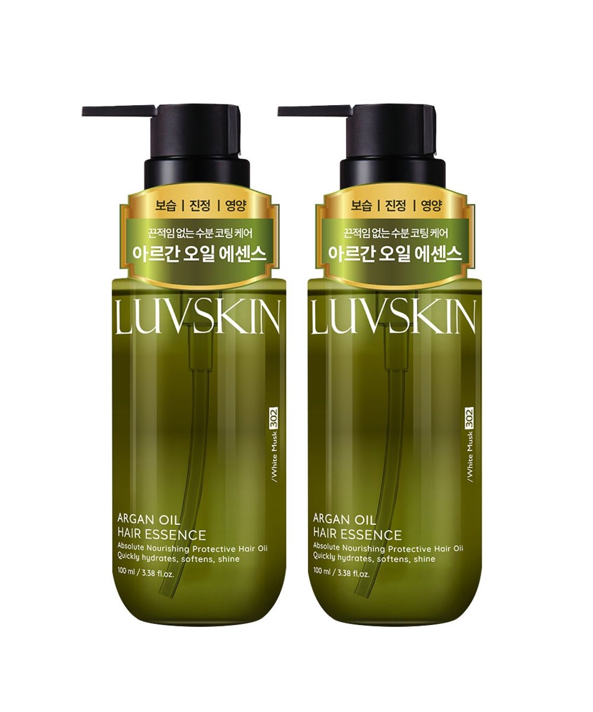 루브스킨(LUVSKIN) 아르간오일 헤어에센스(화이트머스크향) 100ml x 2개