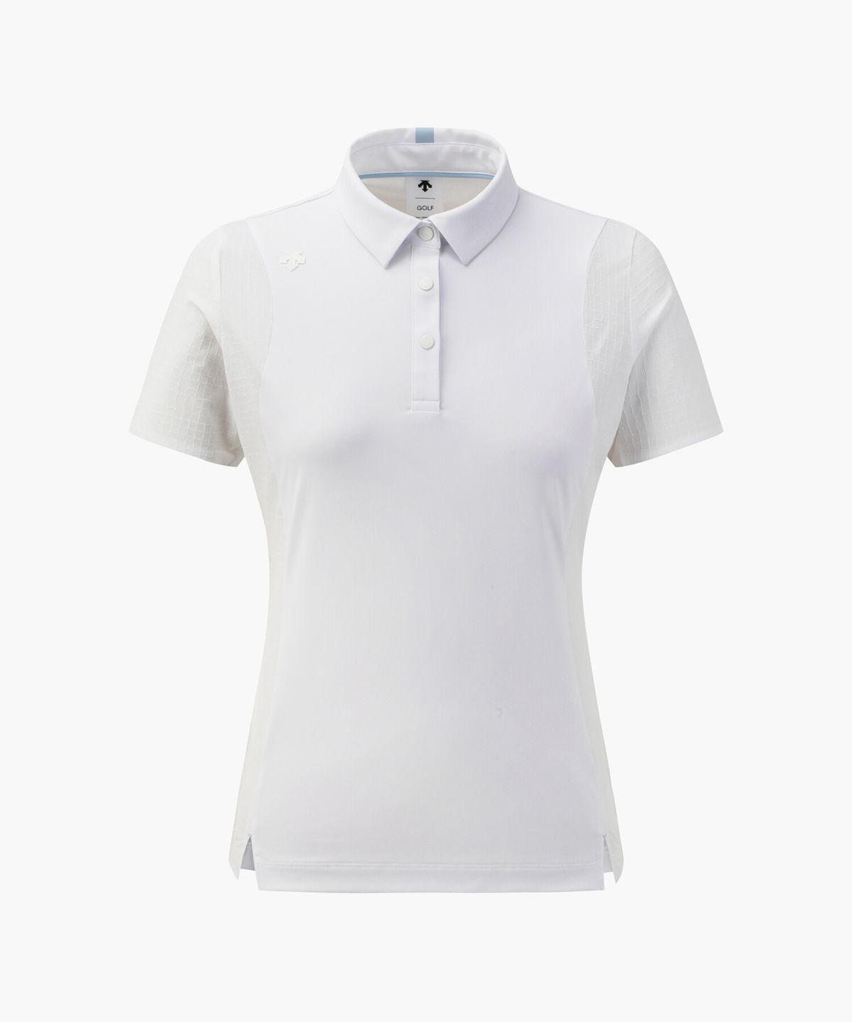 데상트 골프(DESCENTE GOLF) 여성 우븐 자가드 믹스 반팔 티셔츠  DR22WFTS4B